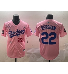 Men's Los Angeles Dodgers #22 Clayton Kershaw Pink 2025 Tokyo Series Limited Stitched Baseball Jersey