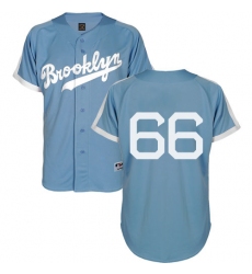 Men's Majestic Los Angeles Dodgers #66 Yasiel Puig Replica Light Blue Cooperstown MLB Jersey