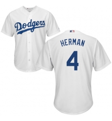 Youth Majestic Los Angeles Dodgers #4 Babe Herman Replica White Home Cool Base MLB Jersey