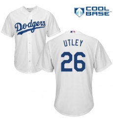 Youth Majestic Los Angeles Dodgers #26 Chase Utley Replica White Home Cool Base MLB Jersey