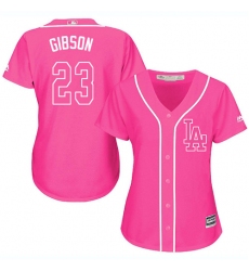 Women's Majestic Los Angeles Dodgers #23 Kirk Gibson Replica Pink Fashion Cool Base MLB Jersey