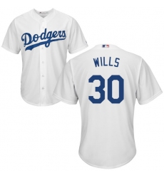 Youth Majestic Los Angeles Dodgers #30 Maury Wills Replica White Home Cool Base MLB Jersey