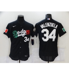 Men's Nike Los Angeles Dodgers #34 Fernando Valenzuela Black Elite Jersey
