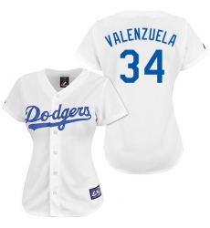 Women's Majestic Los Angeles Dodgers #34 Fernando Valenzuela Authentic White MLB Jersey