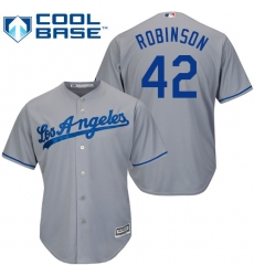 Men's Majestic Los Angeles Dodgers #42 Jackie Robinson Replica Grey Road Cool Base MLB Jersey