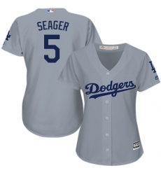 Women's Majestic Los Angeles Dodgers #5 Corey Seager Replica Grey Road Cool Base MLB Jersey