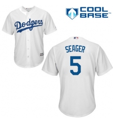 Youth Majestic Los Angeles Dodgers #5 Corey Seager Replica White Home Cool Base MLB Jersey
