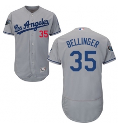 Men's Majestic Los Angeles Dodgers #35 Cody Bellinger Grey Road Flex Base Authentic Collection 2018 World Series MLB Jersey