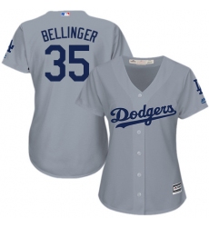 Women's Majestic Los Angeles Dodgers #35 Cody Bellinger Authentic Grey Road Cool Base MLB Jersey