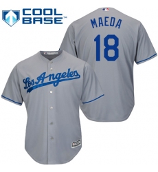 Men's Majestic Los Angeles Dodgers #18 Kenta Maeda Replica Grey Road Cool Base MLB Jersey
