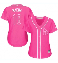 Women's Majestic Los Angeles Dodgers #18 Kenta Maeda Authentic Pink Fashion Cool Base MLB Jersey