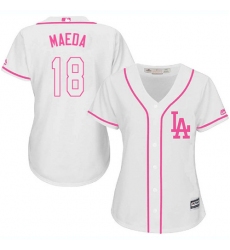 Women's Majestic Los Angeles Dodgers #18 Kenta Maeda Replica White Fashion Cool Base MLB Jersey