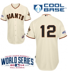 Men's Majestic San Francisco Giants #12 Joe Panik Replica Cream Home Cool Base w/2014 World Series Patch MLB Jersey