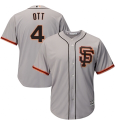 Men's Majestic San Francisco Giants #4 Mel Ott Replica Grey Road 2 Cool Base MLB Jersey