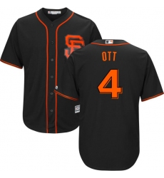 Youth Majestic San Francisco Giants #4 Mel Ott Replica Black Alternate Cool Base MLB Jersey