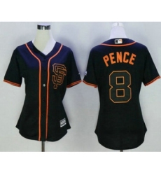 Women's San Francisco Giants #8 Hunter Pence Black SF Cool Base Baseball Jersey