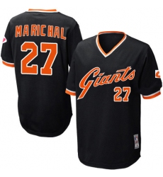 Men's Mitchell and Ness San Francisco Giants #27 Juan Marichal Authentic Black Throwback MLB Jersey