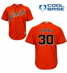 Men's Majestic San Francisco Giants #30 Orlando Cepeda Replica Orange Alternate Cool Base MLB Jersey