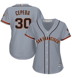 Women's Majestic San Francisco Giants #30 Orlando Cepeda Replica Grey Road Cool Base MLB Jersey