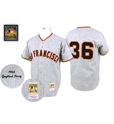 Men's Mitchell and Ness 1962 San Francisco Giants #36 Gaylord Perry Replica Grey Throwback MLB Jersey