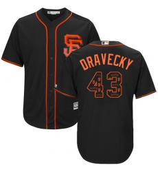 Men's Majestic San Francisco Giants #43 Dave Dravecky Authentic Black Team Logo Fashion Cool Base MLB Jersey