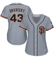 Women's Majestic San Francisco Giants #43 Dave Dravecky Replica Grey Road 2 Cool Base MLB Jersey