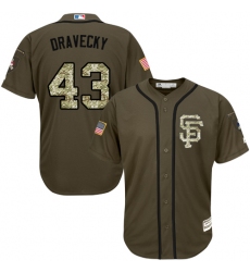 Youth Majestic San Francisco Giants #43 Dave Dravecky Replica Green Salute to Service MLB Jersey