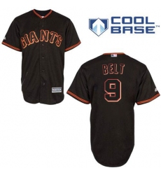 Men's Majestic San Francisco Giants #9 Brandon Belt Authentic Black New Cool Base MLB Jersey
