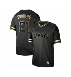 Men's San Francisco Giants #21 Deion Sanders Authentic Black Gold Fashion Baseball Jersey