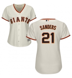 Women's Majestic San Francisco Giants #21 Deion Sanders Replica Cream Home Cool Base MLB Jersey