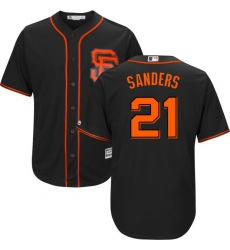 Youth Majestic San Francisco Giants #21 Deion Sanders Replica Black Alternate Cool Base MLB Jersey