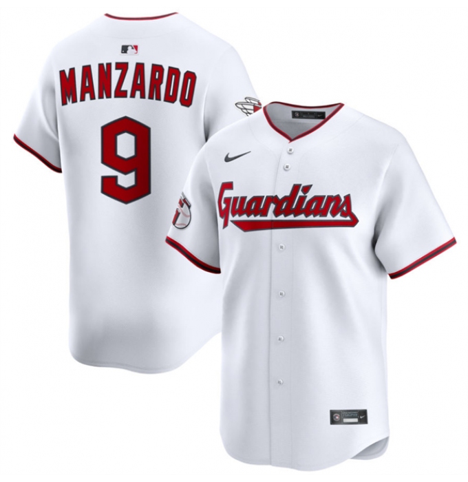 Men's Cleveland Guardians #9 Kyle Manzardo White Home Limited Stitched Baseball Jersey