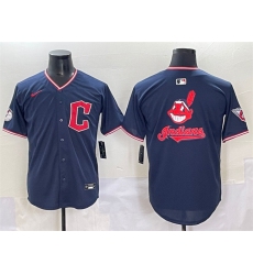 Men's Cleveland Guardians Team Big Logo Navy 2025 Alternate Limited Stitched Baseball Jersey