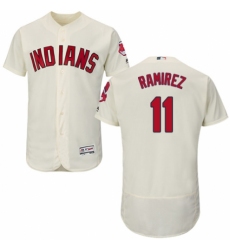 Men's Majestic Cleveland Indians #11 Jose Ramirez Cream Alternate Flex Base Authentic Collection MLB Jersey