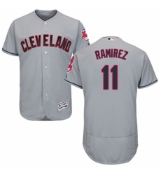 Men's Majestic Cleveland Indians #11 Jose Ramirez Grey Road Flex Base Authentic Collection MLB Jersey