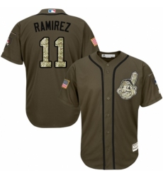 Youth Majestic Cleveland Indians #11 Jose Ramirez Authentic Green Salute to Service MLB Jersey