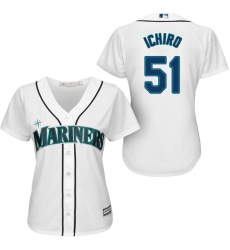 Women's Majestic Seattle Mariners #51 Ichiro Suzuki Replica White Home Cool Base MLB Jersey