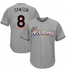 Men's Majestic Miami Marlins #8 Andre Dawson Replica Grey Road Cool Base MLB Jersey