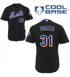 Men's Majestic New York Mets #31 Mike Piazza Replica Black Cool Base MLB Jersey