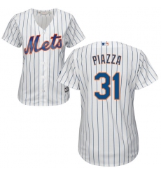 Women's Majestic New York Mets #31 Mike Piazza Replica White Home Cool Base MLB Jersey