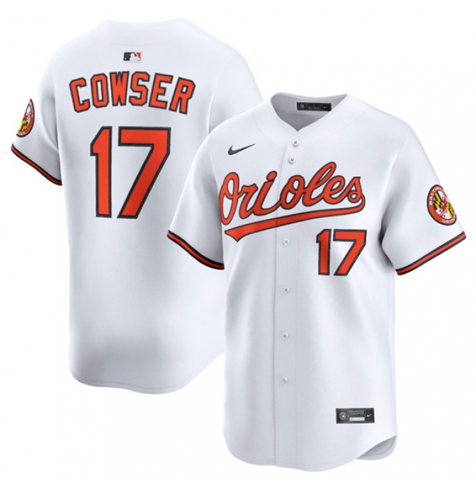 Men's Baltimore Orioles #17 Colton Cowser White 2025 Home Limited Stitched Baseball Jersey