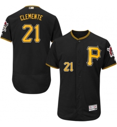 Men's Majestic Pittsburgh Pirates #21 Roberto Clemente Black Alternate Flex Base Authentic Collection MLB Jersey