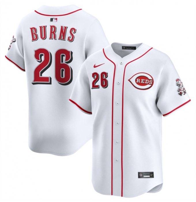 Men's Cincinnati Reds #26 Chase Burns White Home Limited Stitched Baseball Jersey