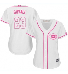 Women's Majestic Cincinnati Reds #23 Adam Duvall Replica White Fashion Cool Base MLB Jersey