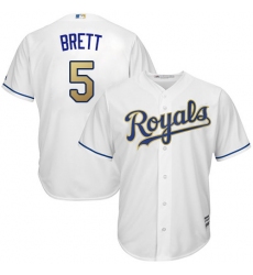 Youth Majestic Kansas City Royals #5 George Brett Authentic White Home Cool Base MLB Jersey