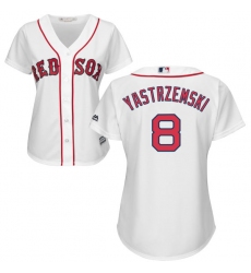 Women's Majestic Boston Red Sox #8 Carl Yastrzemski Replica White Home MLB Jersey