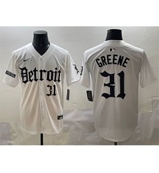 Men's Detroit Tigers #31 Riley Greene White 'Motor Gothic Edition' Vapor Premier Limited Stitched Baseball Jersey