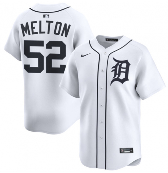 Men's Detroit Tigers #52 Troy Melton White 2024 Home Limited Stitched Baseball Jersey