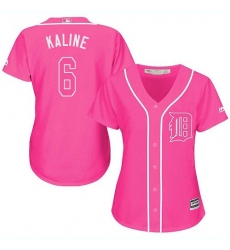 Women's Majestic Detroit Tigers #6 Al Kaline Replica Pink Fashion Cool Base MLB Jersey