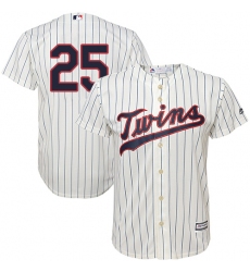 Youth Majestic Minnesota Twins #25 Byron Buxton Replica Cream Alternate Cool Base MLB Jersey